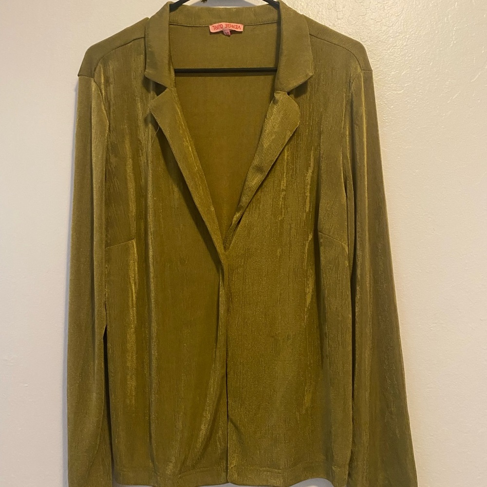 VRG/ Verge Girl dusty green flowy single-button blouse/cardigan